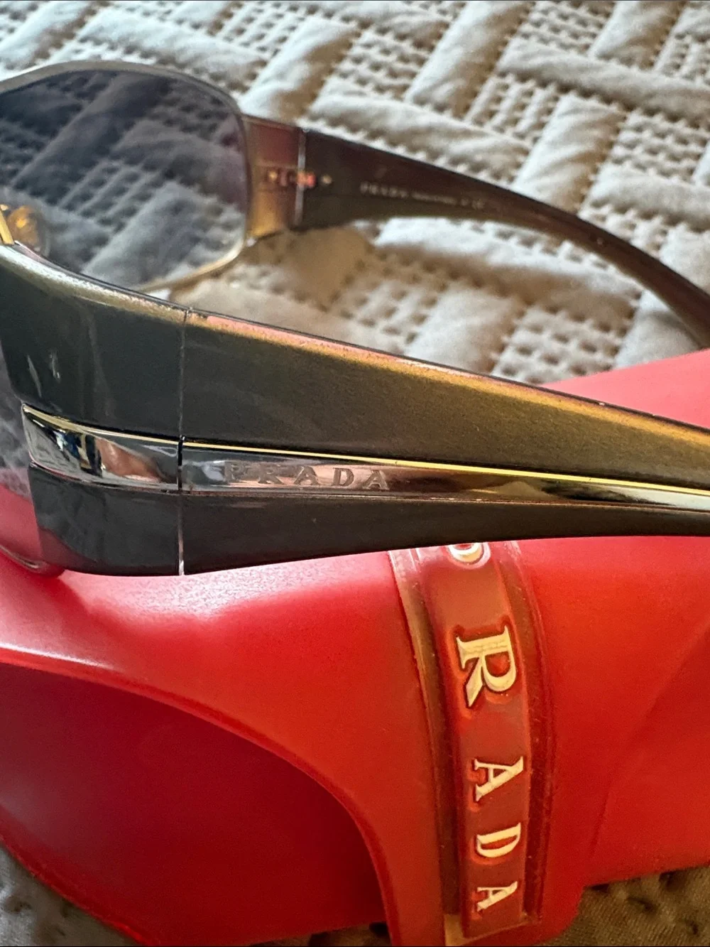 Prada Red Sunglasses Case with White Logo
